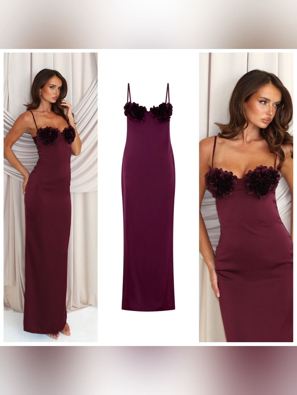 Sweet Petal Maxi Dress Burgundy